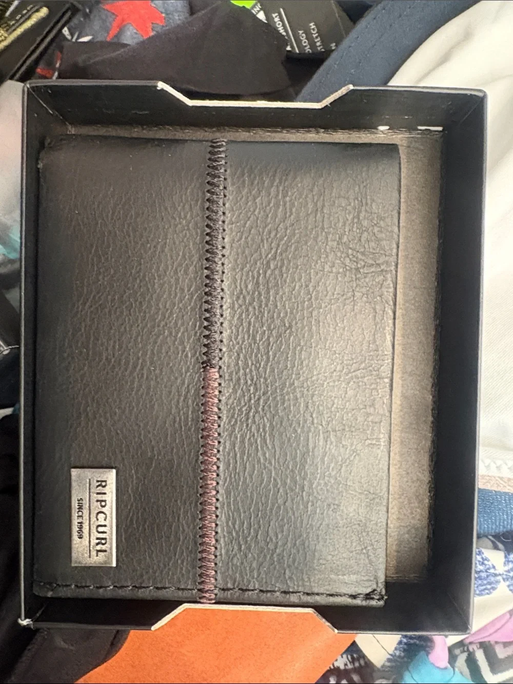 Rip Curl Black Leather Wallet with Contrasting Stitch